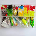 Fishing lure kit containing 142 pieces with hard minnow lures, sequins, fishhooks and fishing pliers