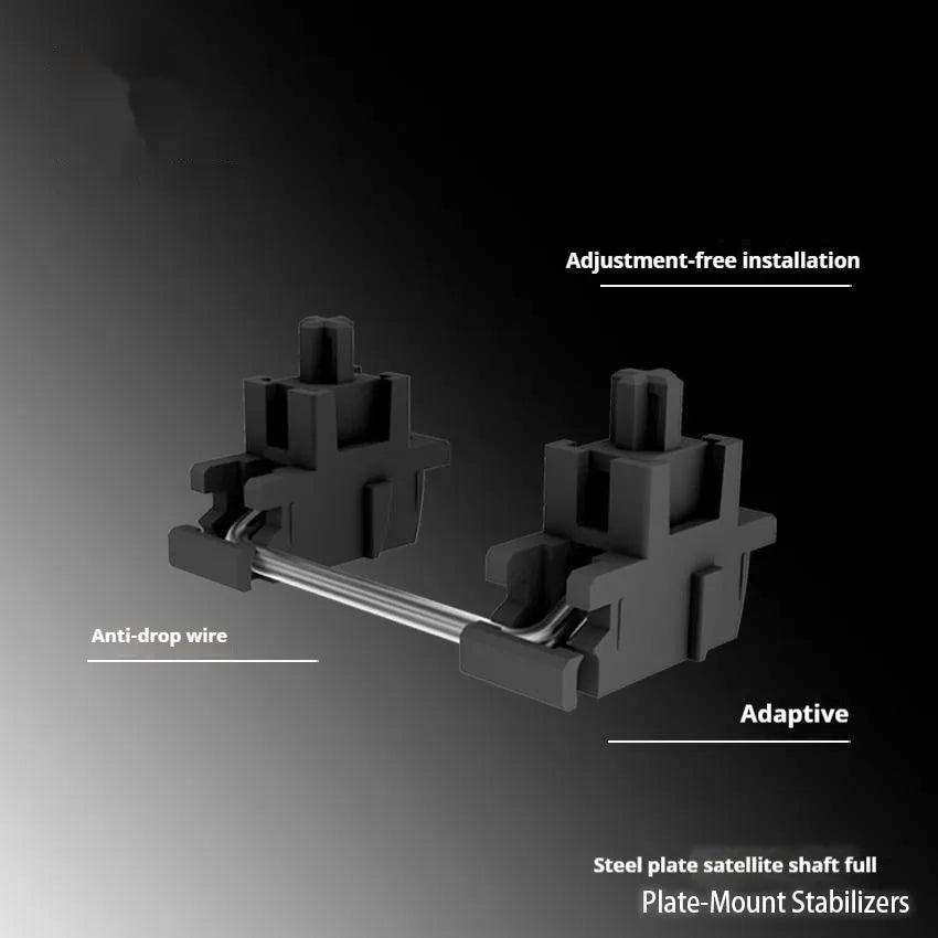 Black and milky white mechanical keyboard stabiliser sets with a 4.3-inch screen for 6.25U and 7U keys.