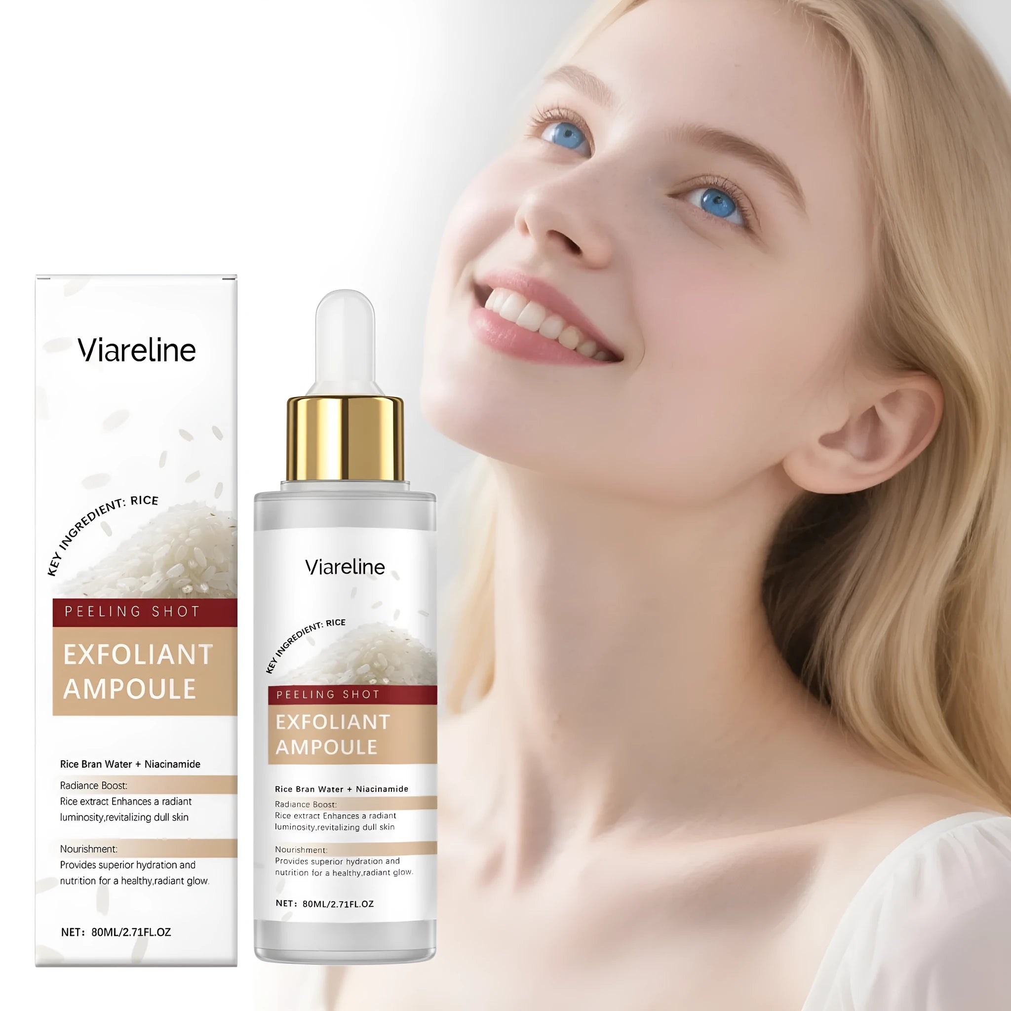 80ml bottle of exfoliating facial liquid for cleansing and nourishing skin