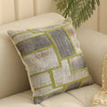 Square 45cm retro jacquard cushion cover with a woven plants and flowers pattern in a Nordic style, shown in one of eight available colours.