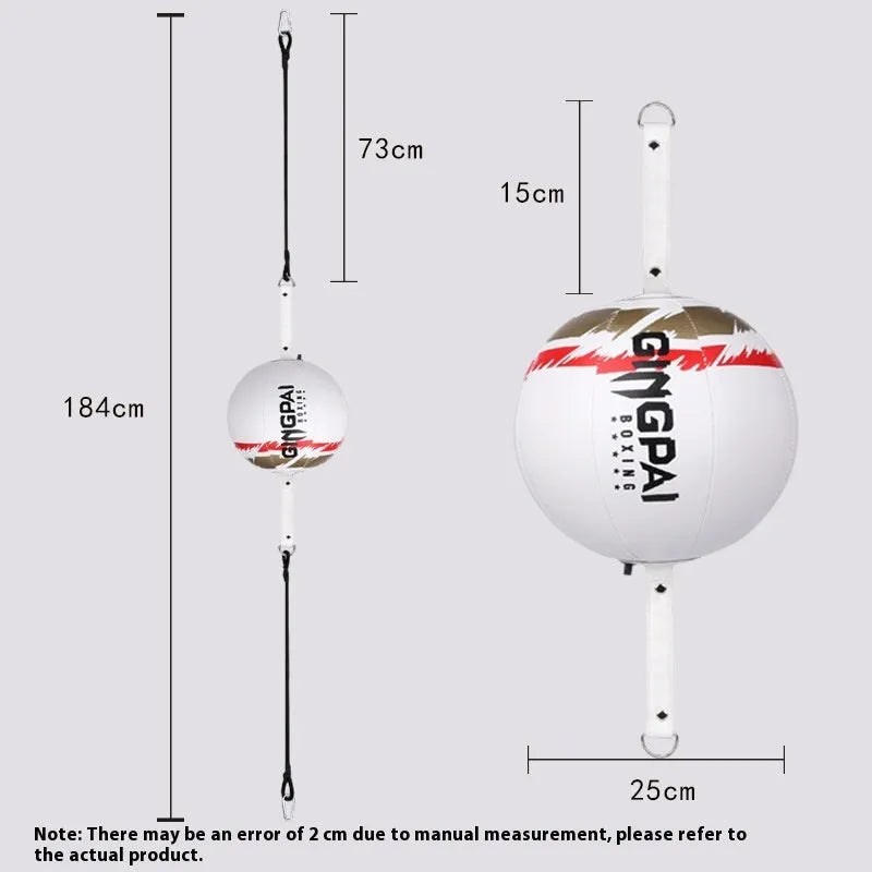 Black hanging PU speed ball for boxing and reaction training equipment.