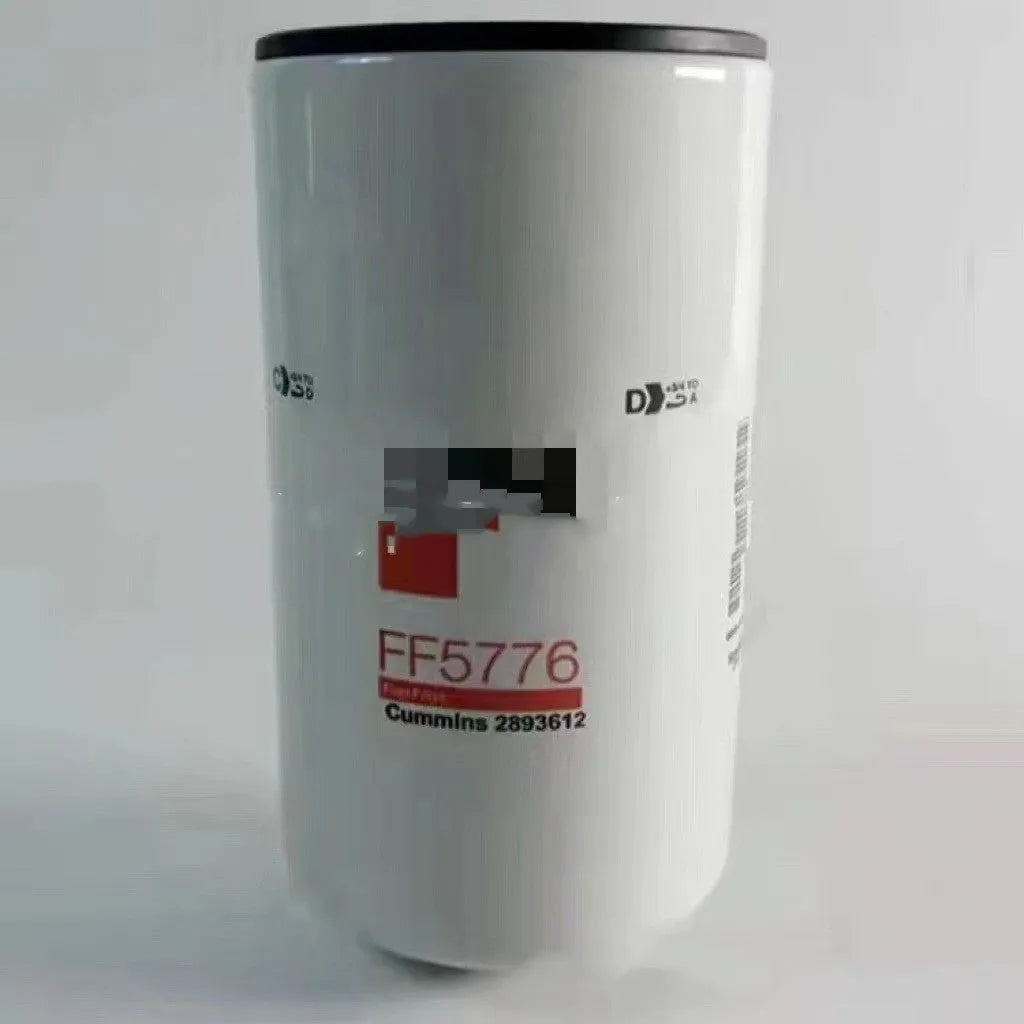White metal diesel fuel filter element FF5776 with folding design and 2mm inlet/outlet ports.