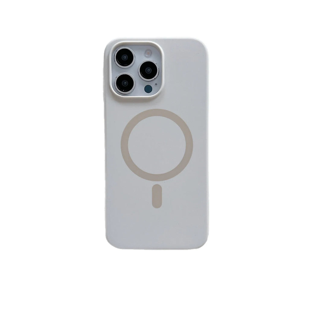 Solid colour liquid silicone magnetic phone case with frosted finish, shockproof protection, for iPhone 14 Pro Max