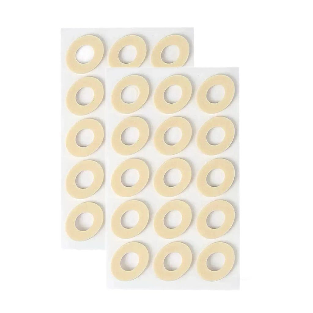 Women's heel corns protective toe pads showing four different shapes: large oval, small oval, U-shaped, and circular section PU foam cushions