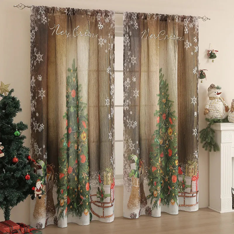 American style printed polyester shading curtain with Christmas pattern in red plaid design