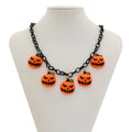 Halloween pumpkin ghost necklace with acrylic pendant and regular chain design
