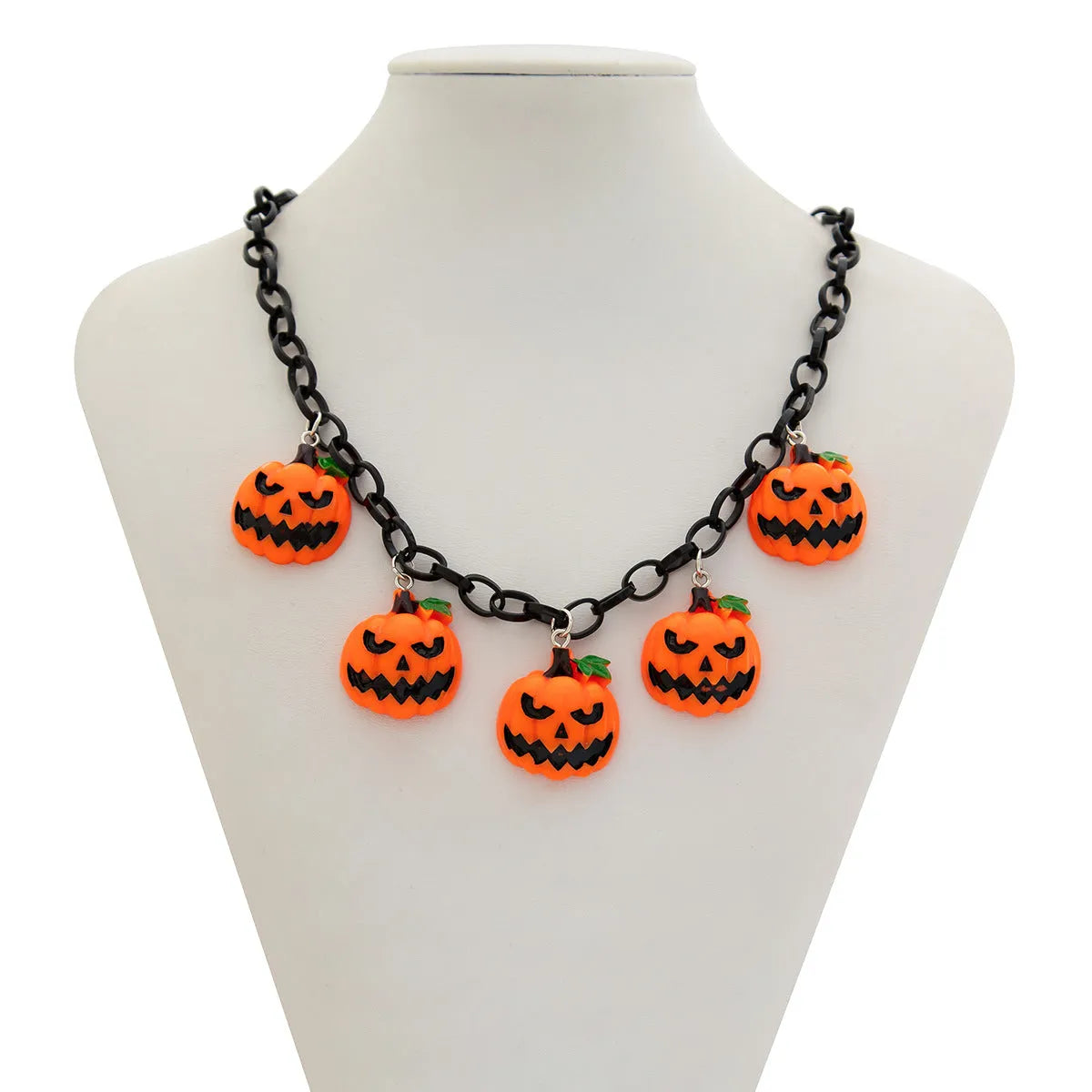 Halloween pumpkin ghost necklace with acrylic pendant and regular chain design