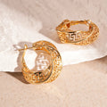 Twisted round geometric women's hollow stud earrings in gold or silver colour