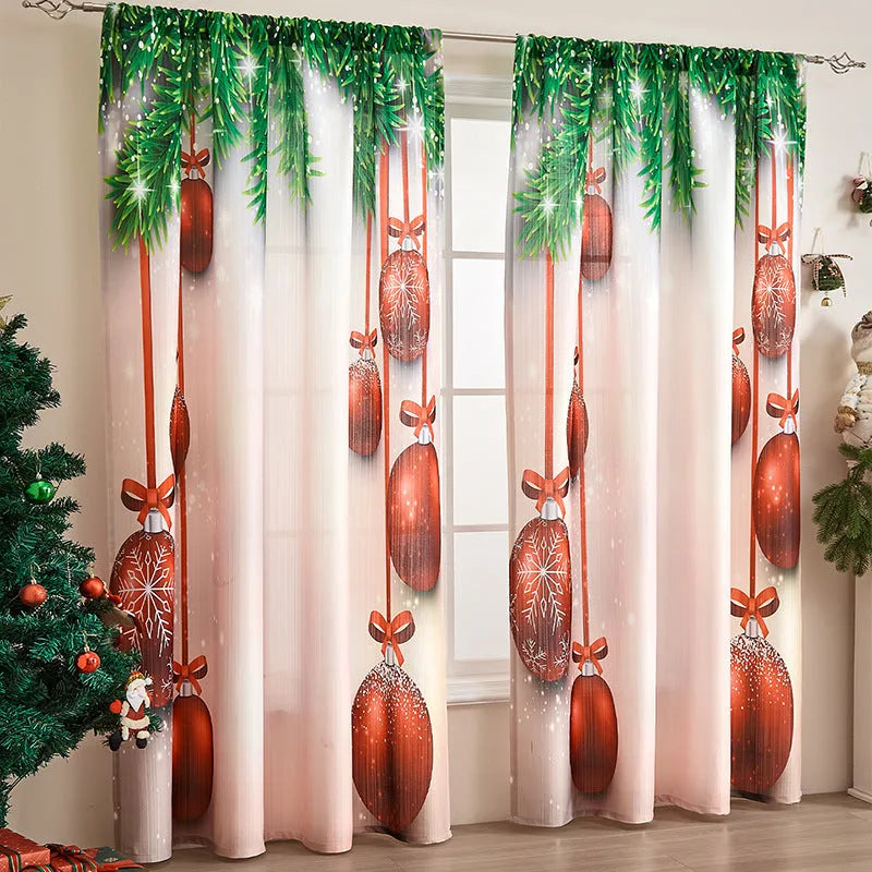 American style printed polyester shading curtain with Christmas pattern in red plaid design