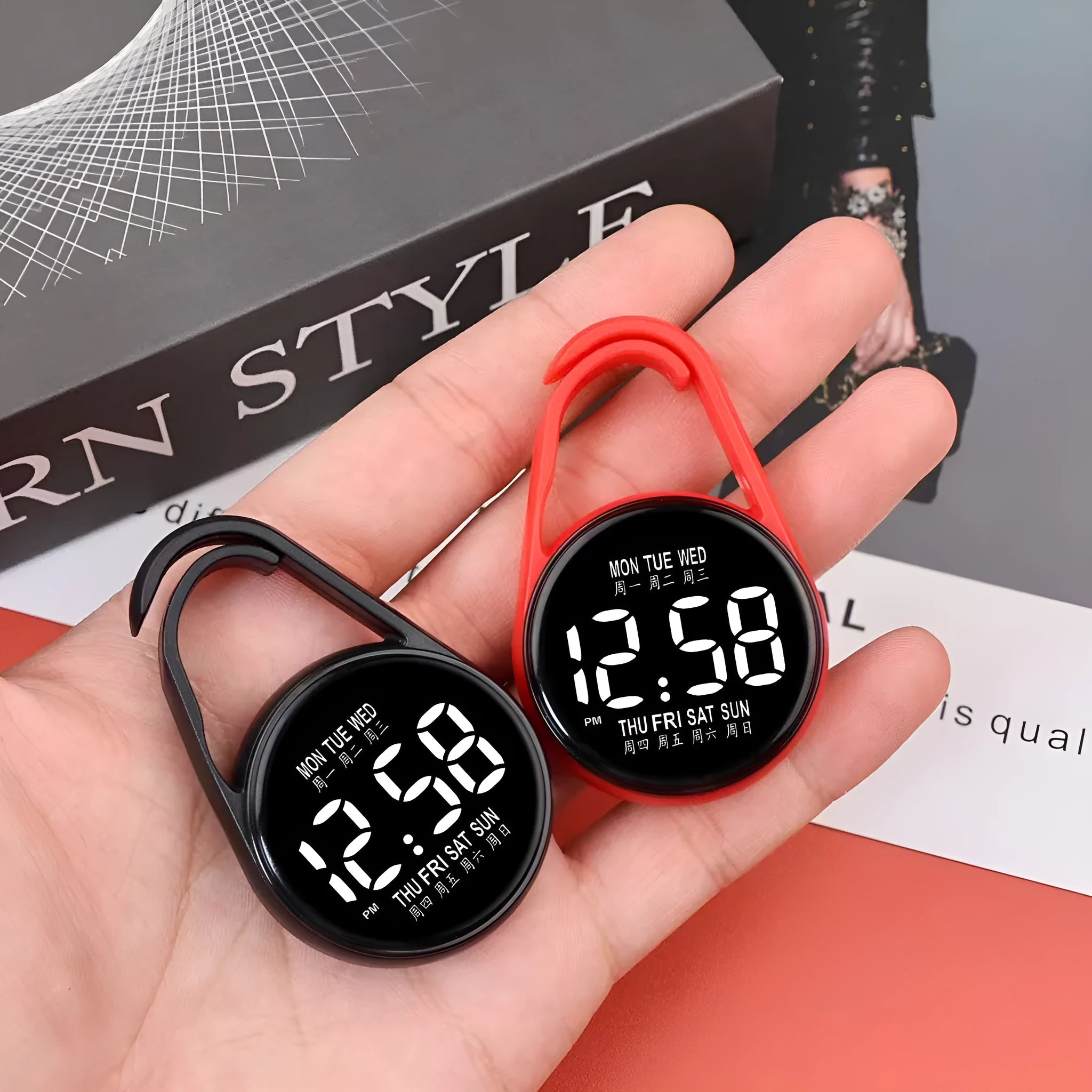 Mini electronic watch with luminous LED display and plastic strap in various colour options