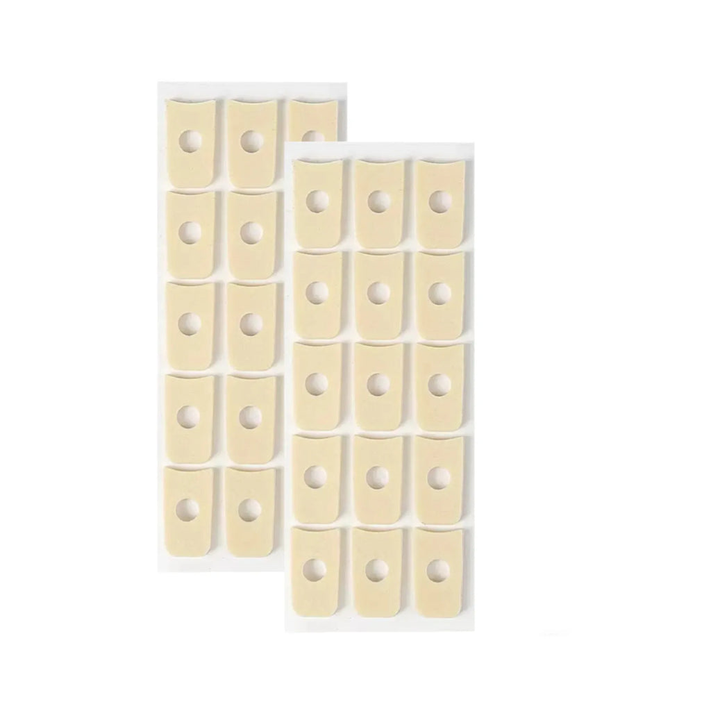 Women's heel corns protective toe pads showing four different shapes: large oval, small oval, U-shaped, and circular section PU foam cushions