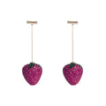 Geometric strawberry-shaped zinc alloy earrings in spot drill red finish.