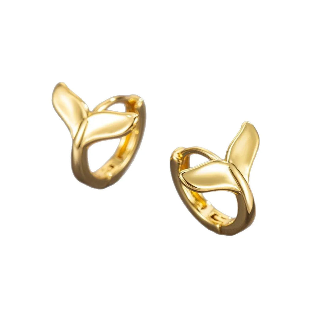 Women's fishtail design copper earrings with electroplated finish in white gold or yellow gold colour