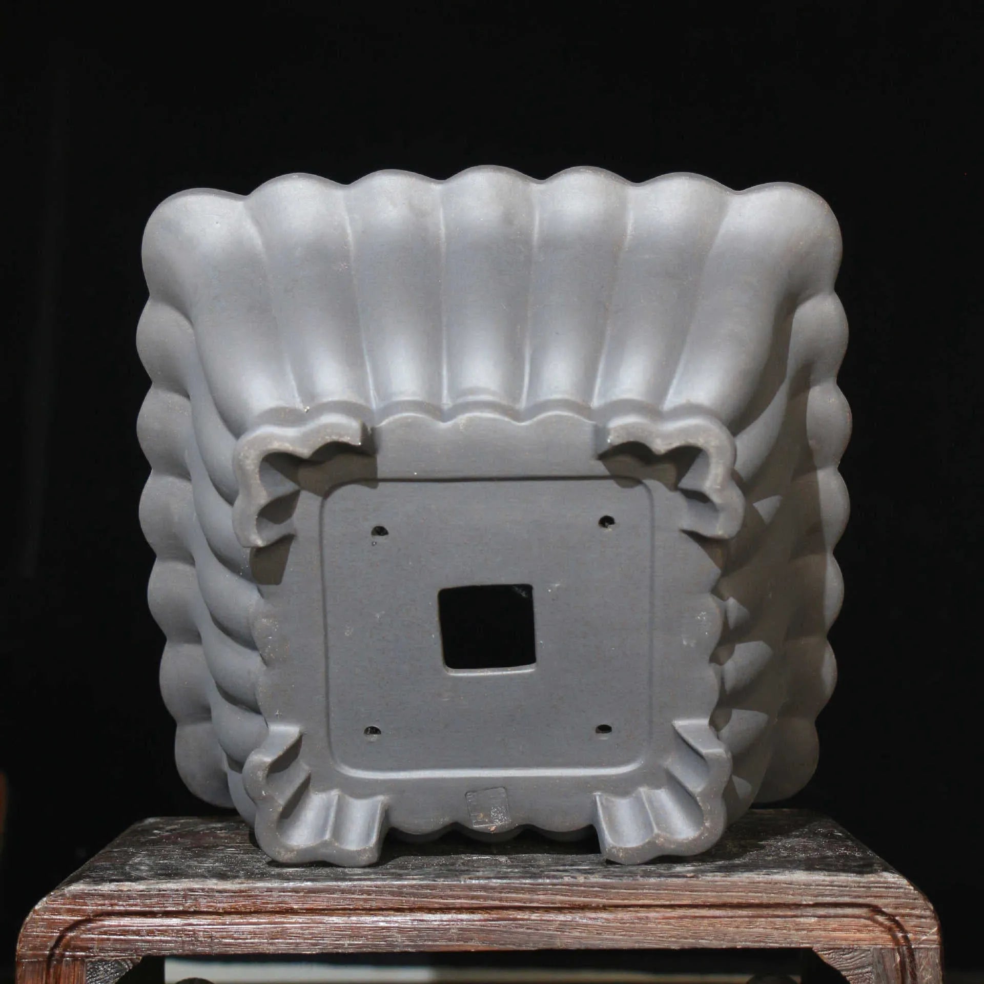 Purple sand ceramic square bonsai pot with classical styling and 37x15cm inner dimensions