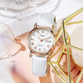 Women's automatic mechanical watch with a choice of steel bracelet or leather strap and white or black dial.