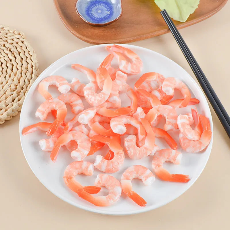 PVC injection-moulded simulation seafood shrimp keychain with door buckle attachment