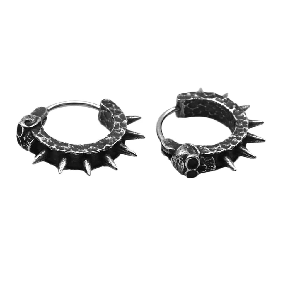 Copper plastic punk motorcycle geometric alloy earrings with black retro finish
