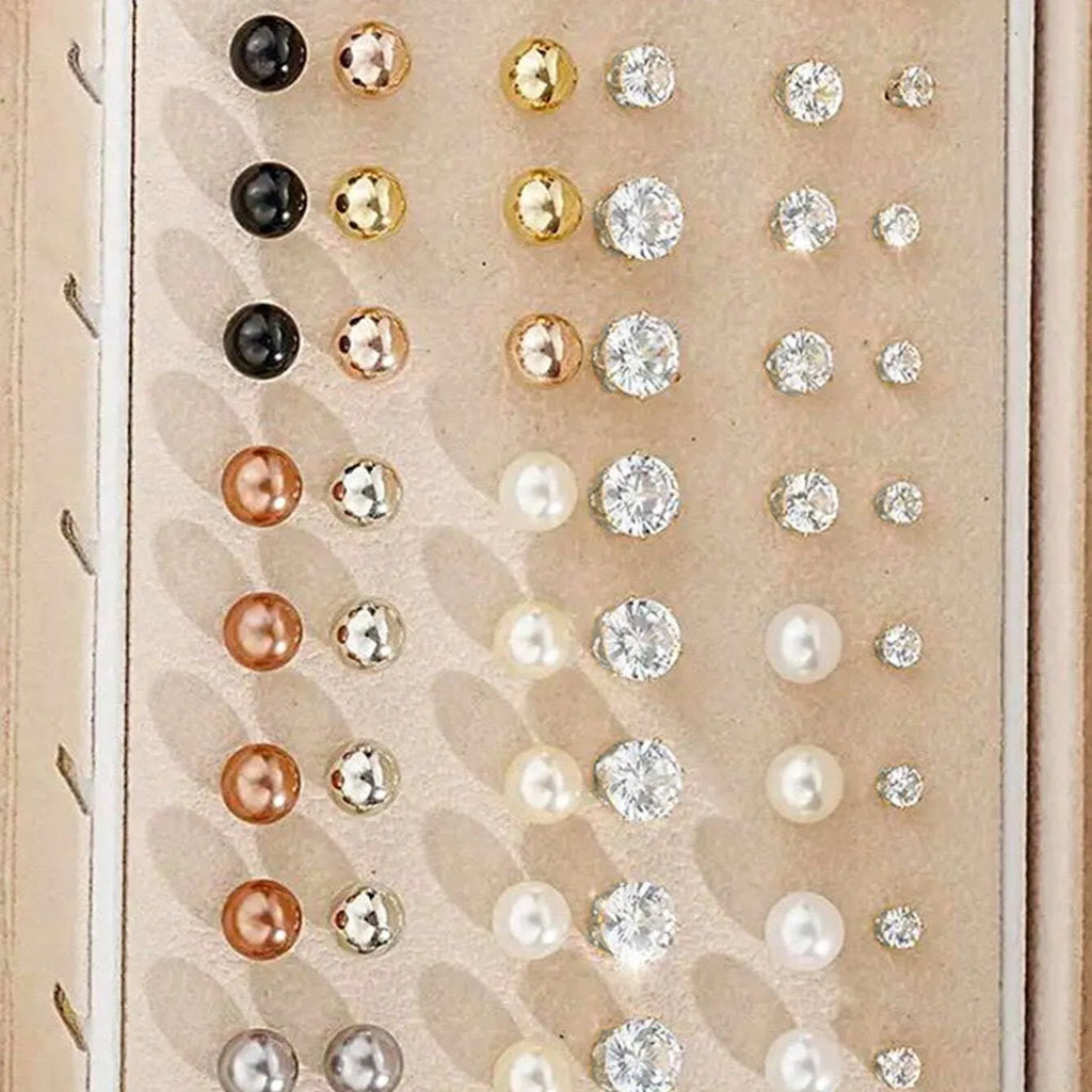 108 geometric alloy earrings with round pearl elements in gold and yellow electroplated finishes for women