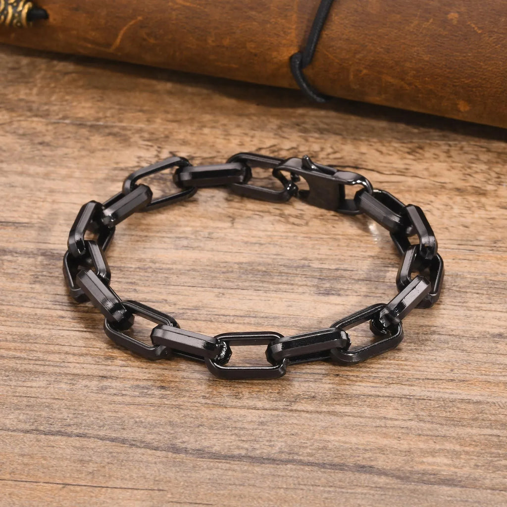 Men's titanium steel bracelet with simple square chain links in a choice of four colours.