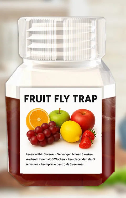 Bottle of SK003 fruit fly trapper bait liquid with funnel packaging option