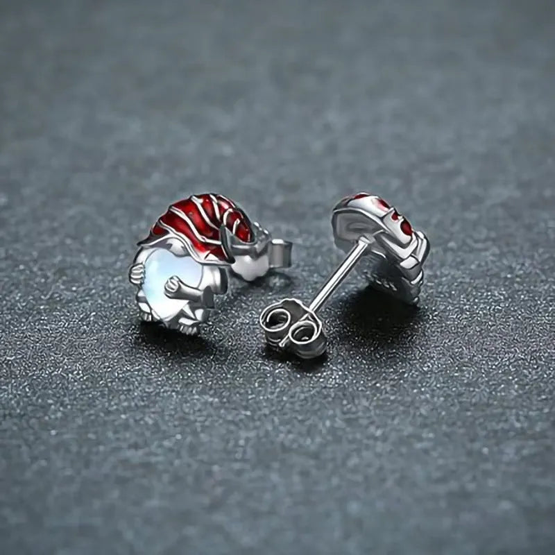 Santa Claus themed heart shape copper earrings with white gold colour electroplated finish for women