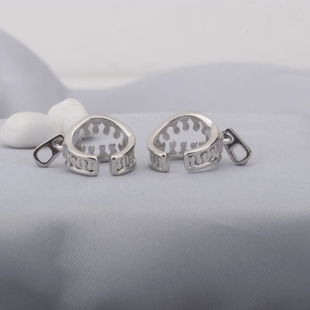 Copper geometry ear clip earrings with simple line design in ES862 colour