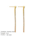 Geometric stainless steel earrings with linear Chinese-style design in gold and steel colours
