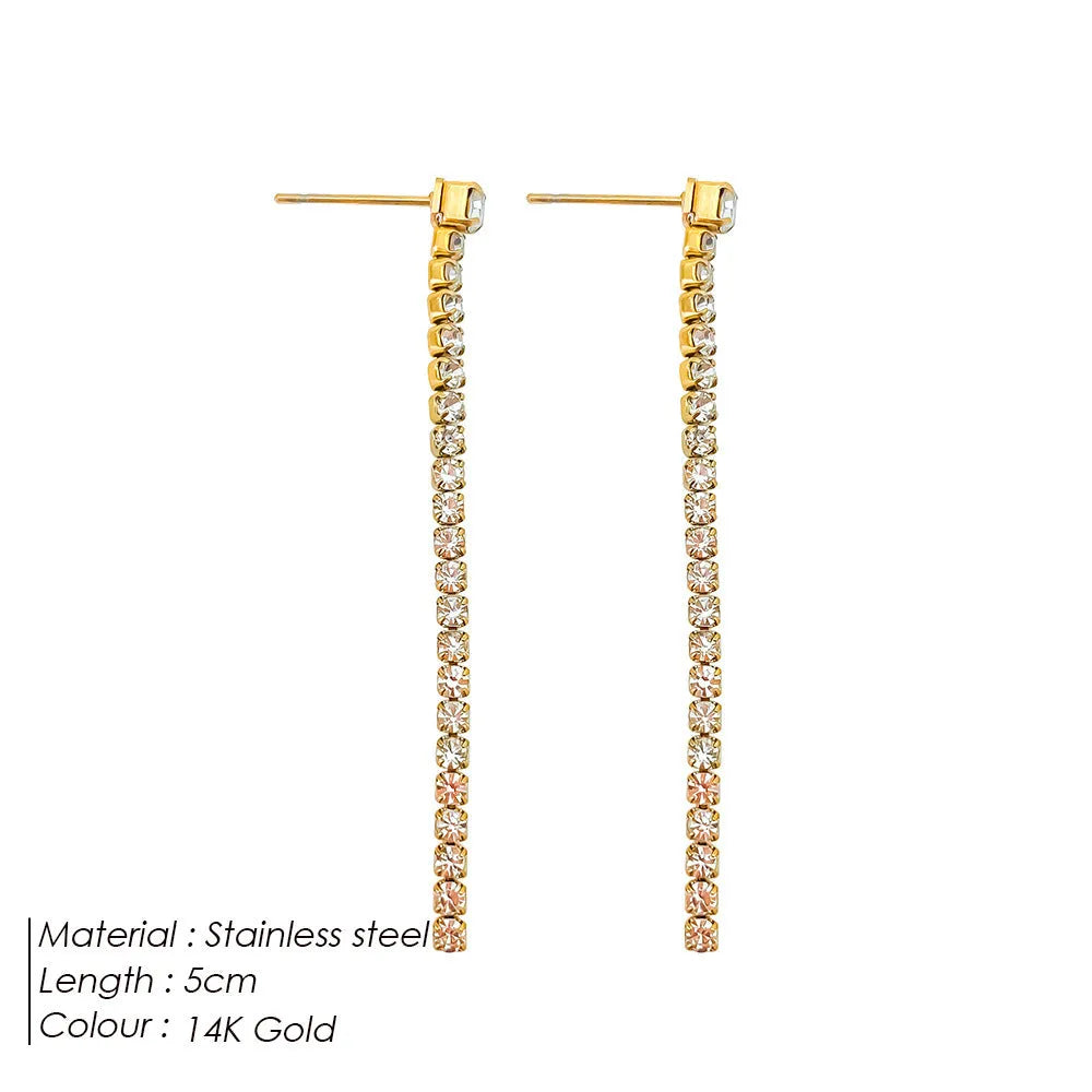 Geometric stainless steel earrings with linear Chinese-style design in gold and steel colours