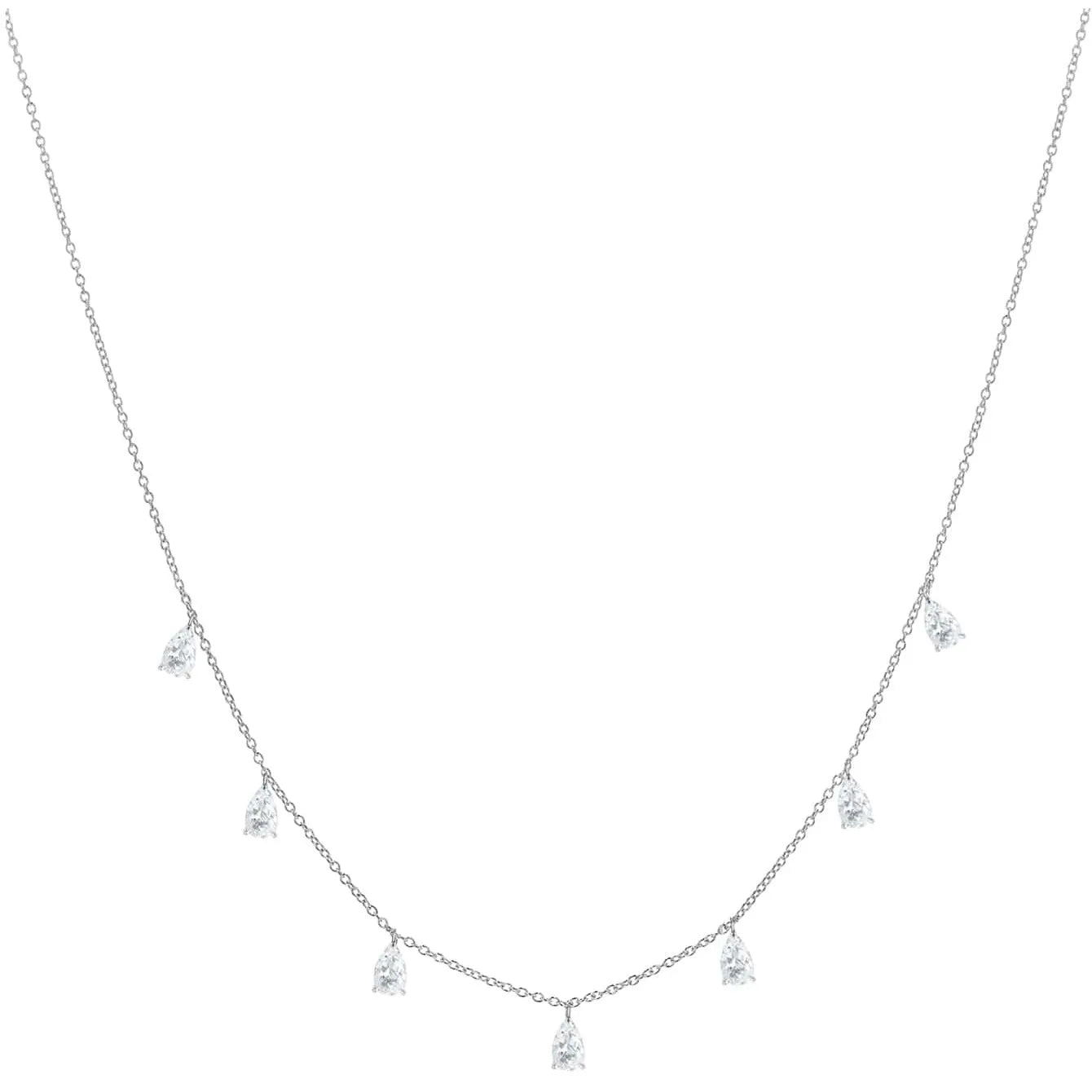 Silver drop necklace with adjustable chain and artificial zircon pendant in silver, rose gold, or golden yellow colour