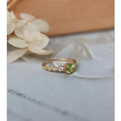 Copper ring with a quadrilateral geometric shape, Japanese style design, shown on a finger.