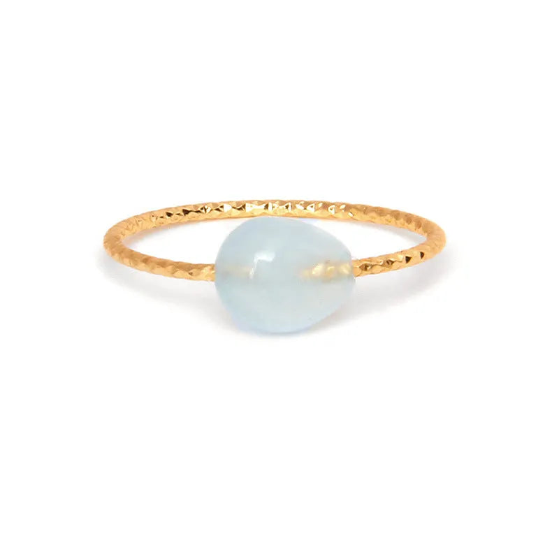 Women's geometric agate ring in an original design, showing one of eight coloured stone variants.