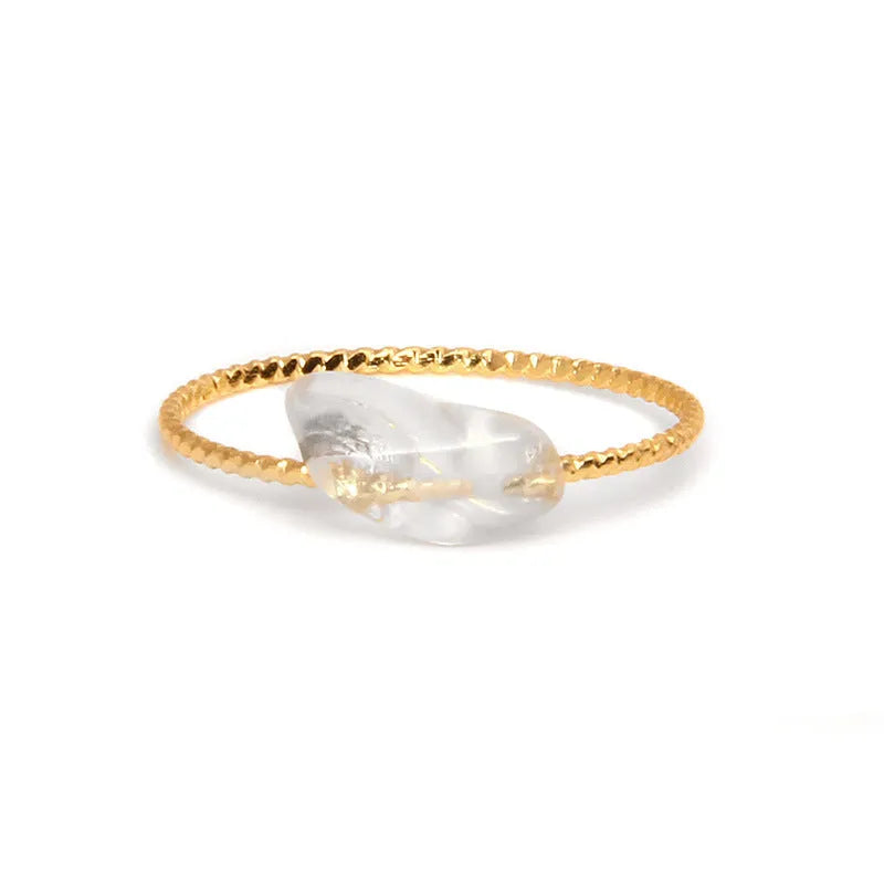Women's geometric agate ring in an original design, showing one of eight coloured stone variants.