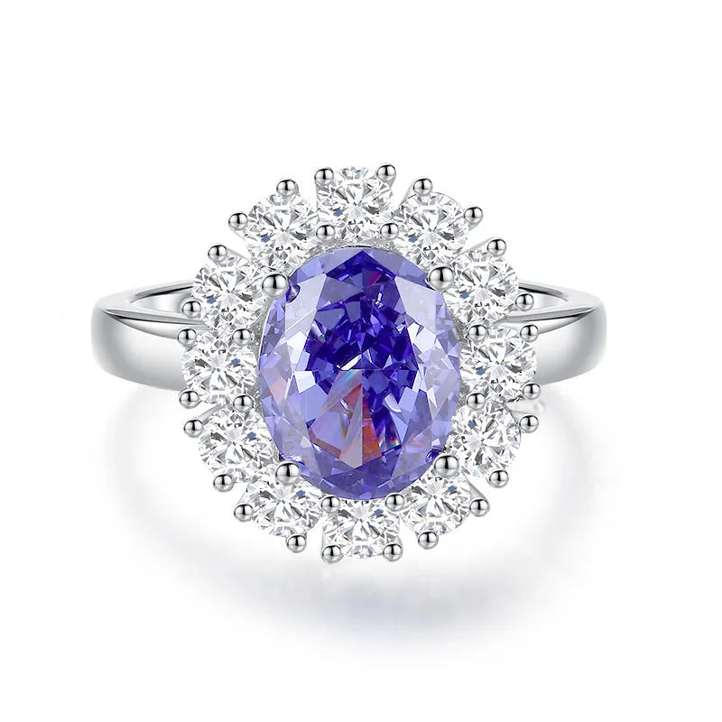 Heart-shaped sterling silver ring with an ice flower cut zircon stone in a Tan Sang colour.