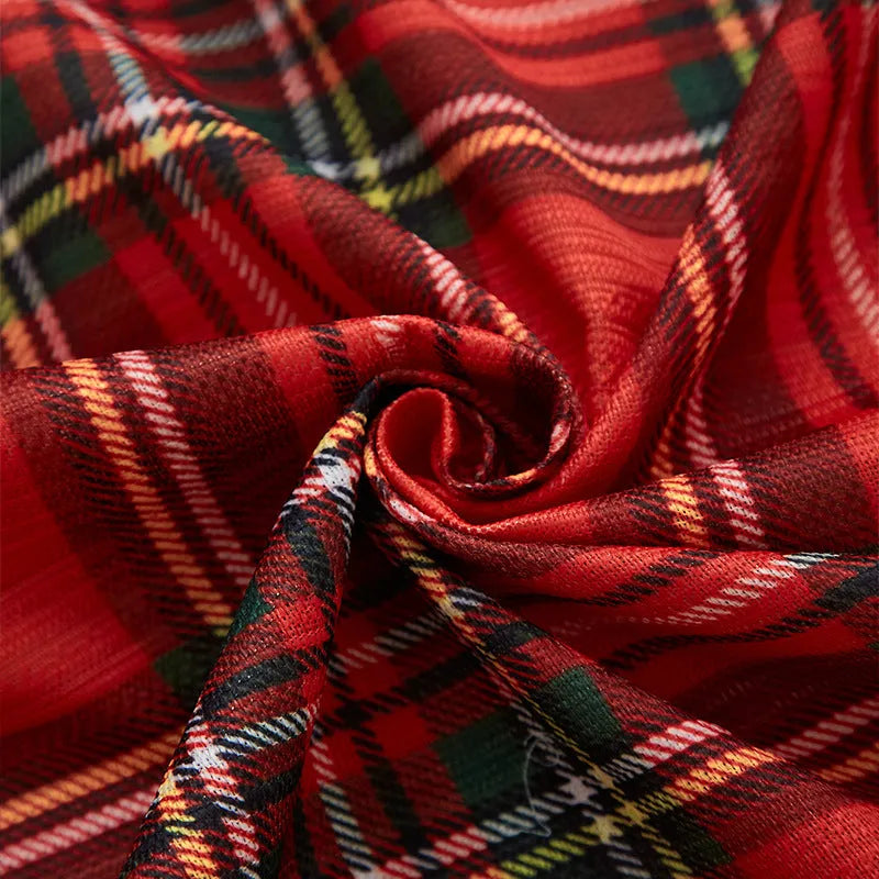 American style printed polyester shading curtain with Christmas pattern in red plaid design