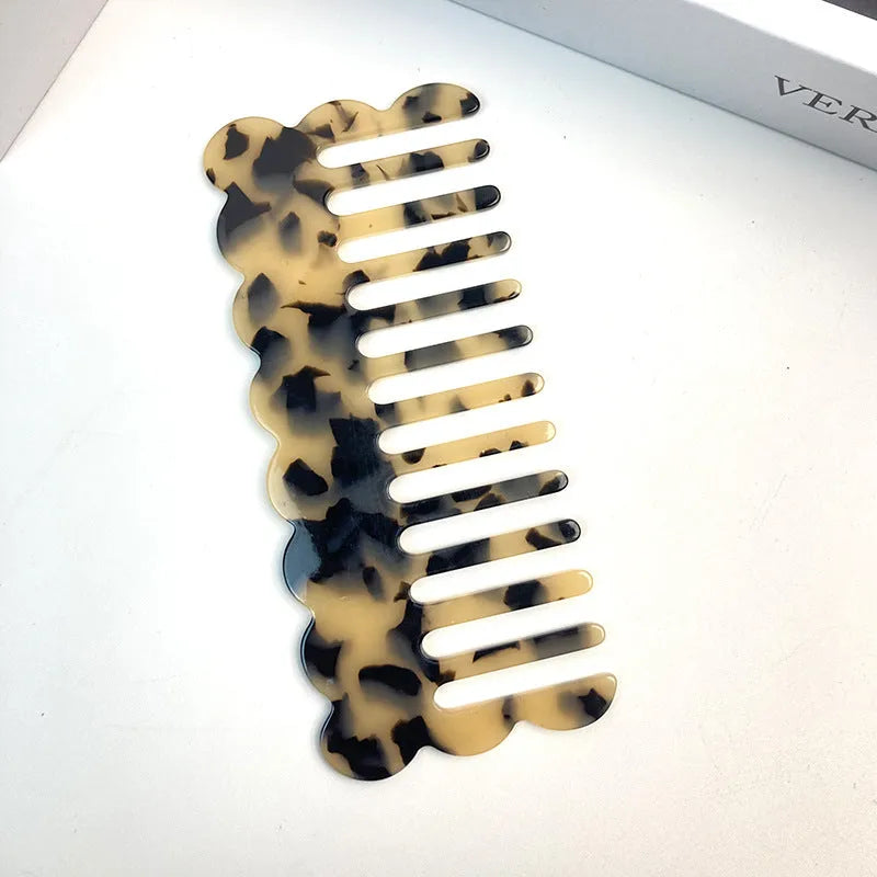 Geometric acetate hair comb with retro wave design in various colour options
