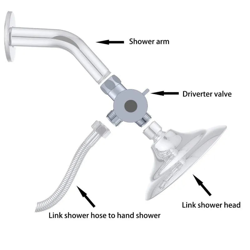 Copper shower water distributor with metal joint connection for bathroom installations