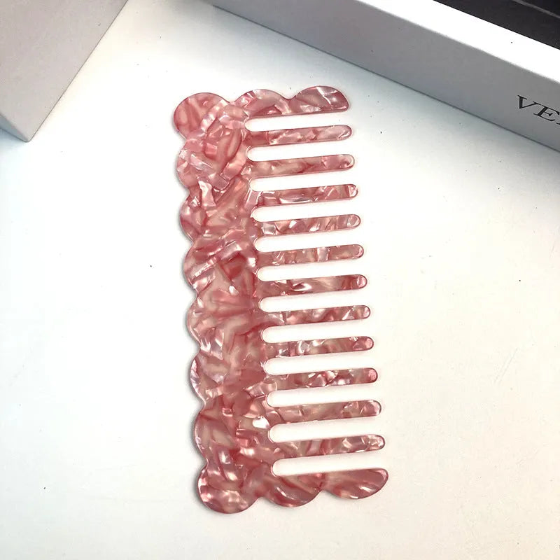Geometric acetate hair comb with retro wave design in various colour options