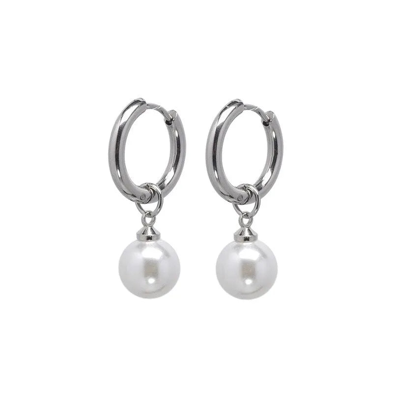 Women's geometric pearl earrings with alloy construction and hip hop style