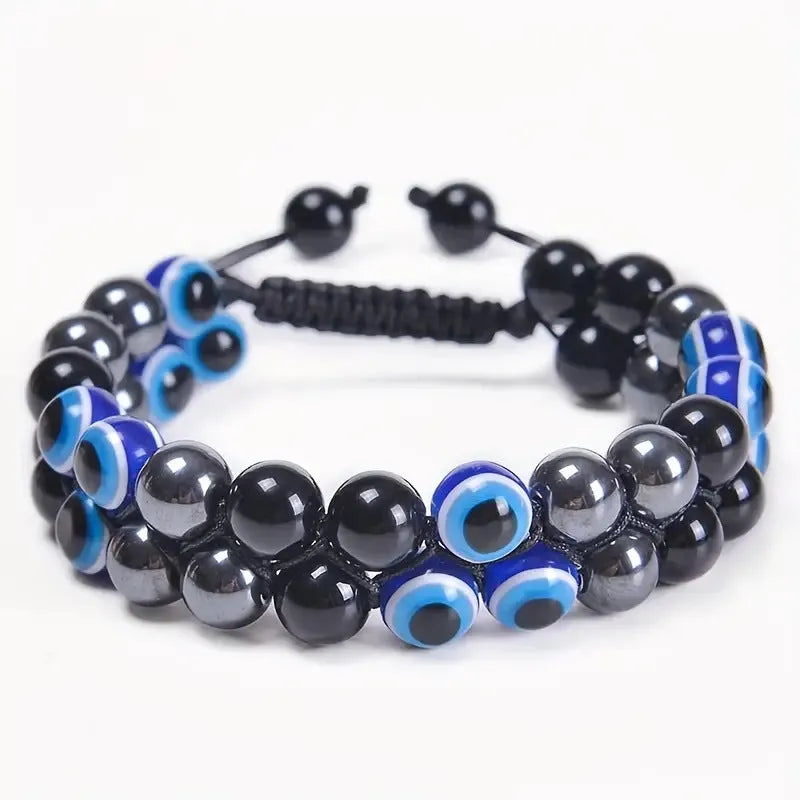 Chinese style lapis lazuli bracelet with green gold stone elements and artistic retro design
