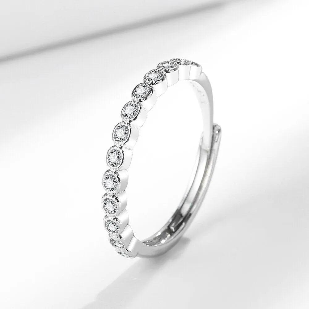 Geometric women's diamond tail ring with adjustable open-mouth design in white gold colour finish