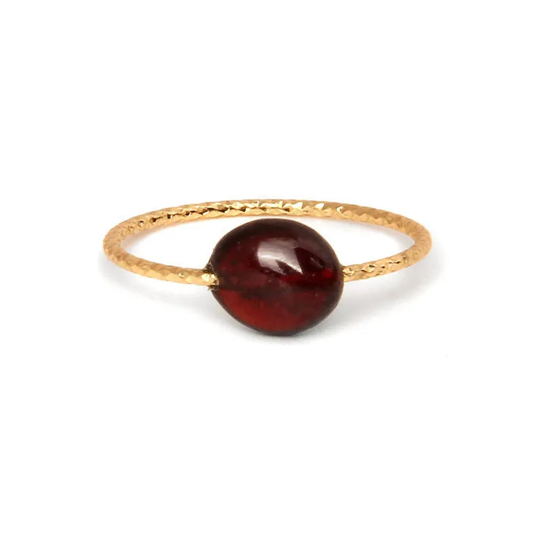 Women's geometric agate ring in an original design, showing one of eight coloured stone variants.