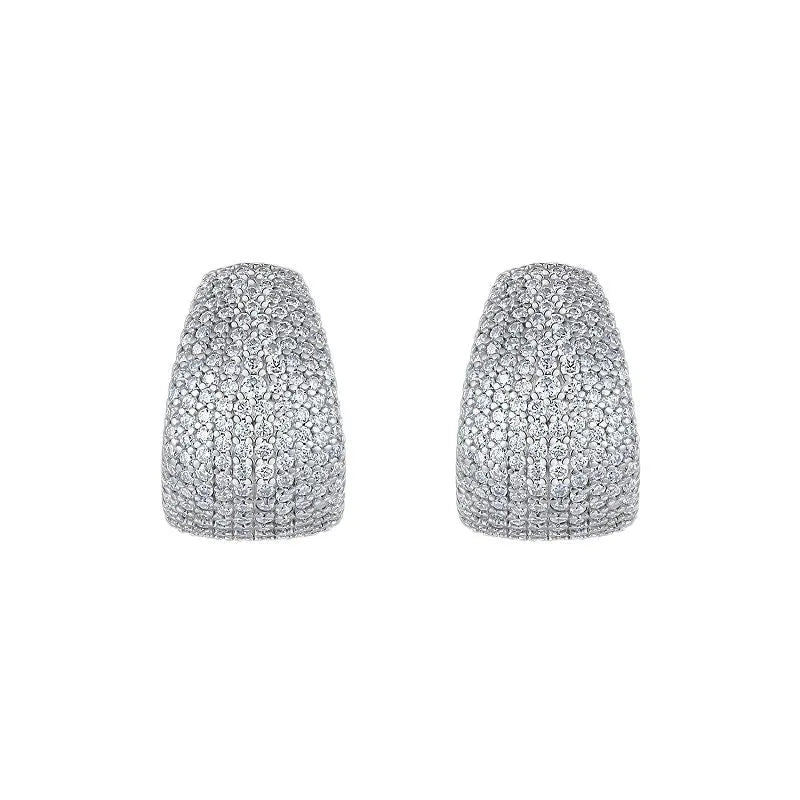 Geometric S925 sterling silver ear studs with moissanite stones in d-e colour grade