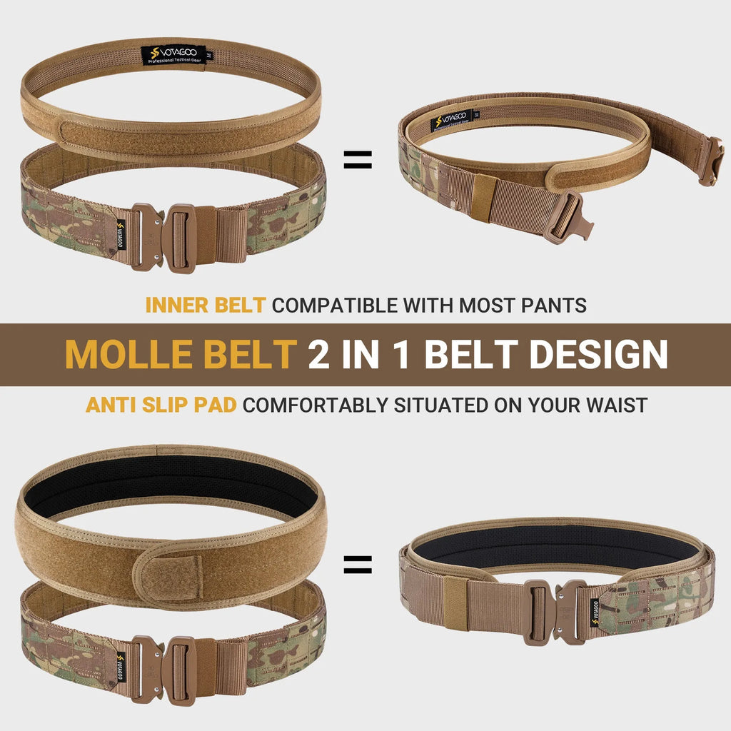 VOTAGOO 2-inch wide nylon tactical belt with quick-release alloy buckle in CP camouflage colour.