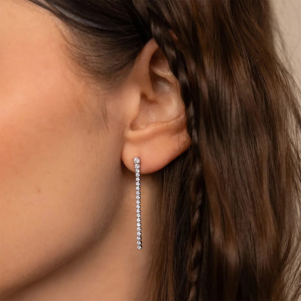 Geometric stainless steel earrings with linear Chinese-style design in gold and steel colours