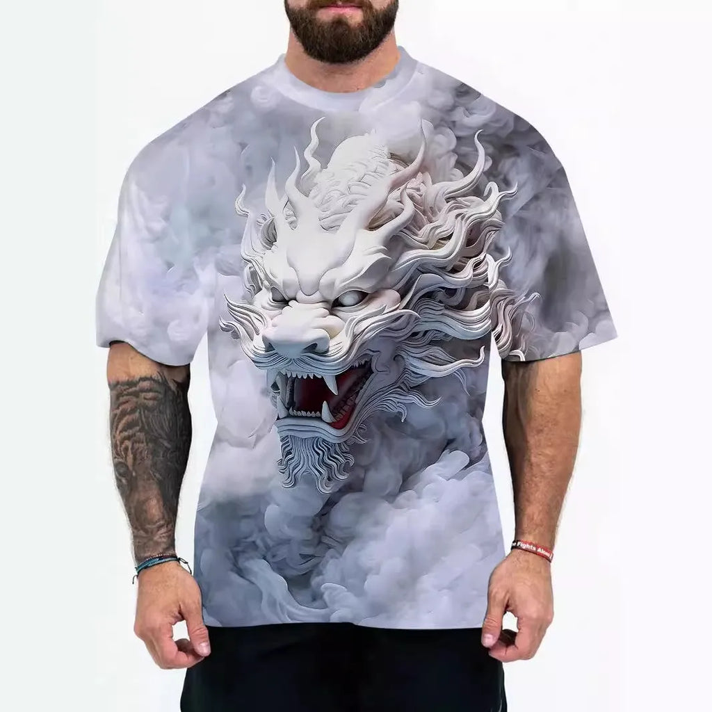 Men's loose fit thin t-shirt with short sleeves in coloured letters or eagle head print options