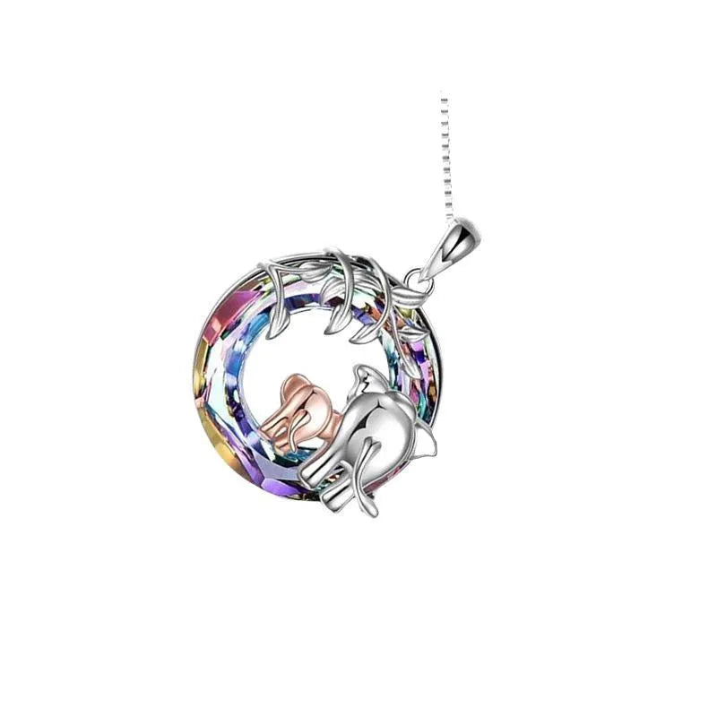 Platinum-coloured adjustable women's necklace with a geometric Saturn pendant charm.