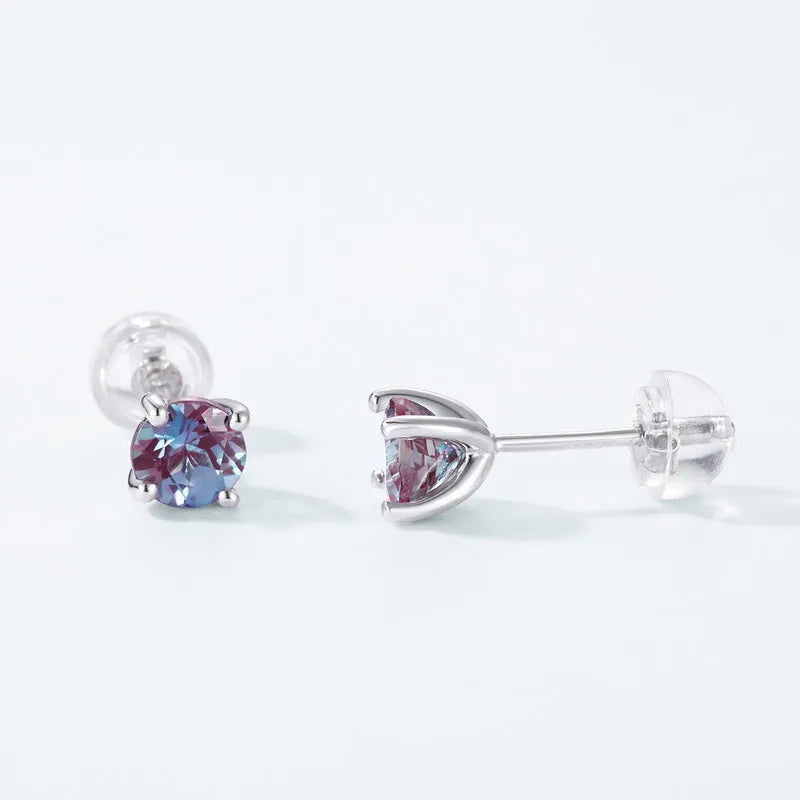 Cultivate Alexandrite 925 silver geometric round ear studs for women