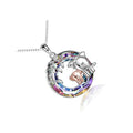 Platinum-coloured adjustable women's necklace with a geometric Saturn pendant charm.