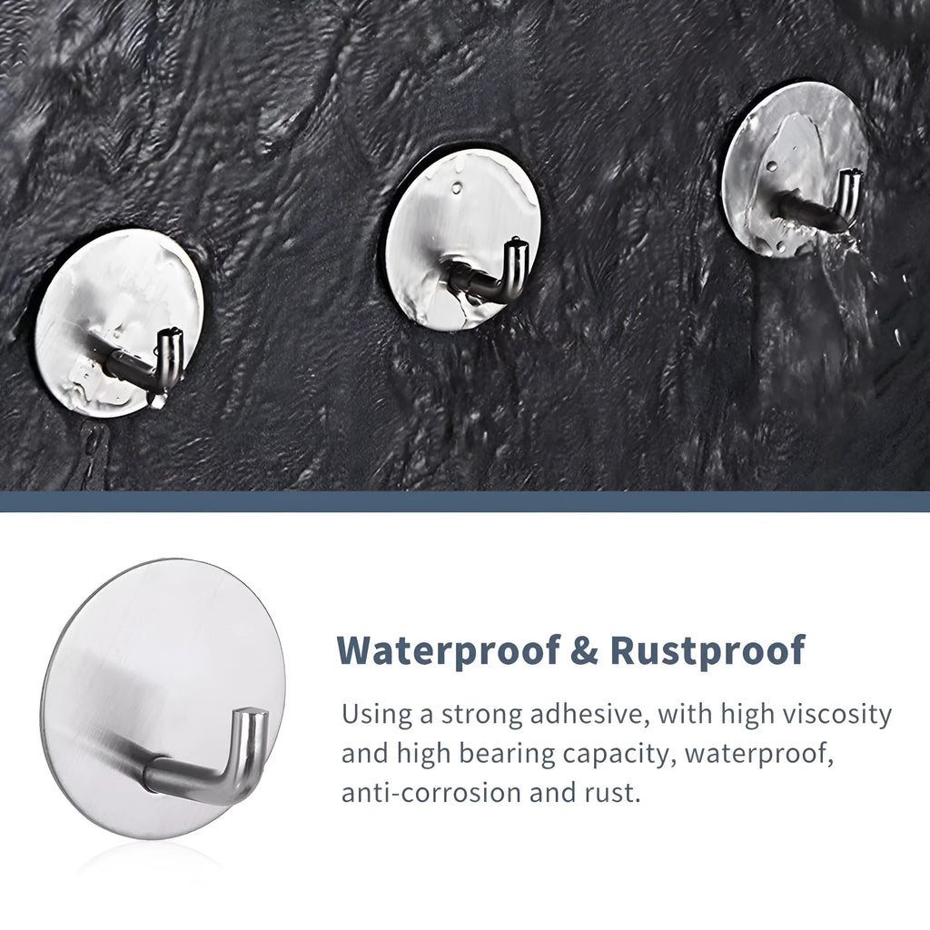 Stainless steel self-adhesive hook for bathroom and kitchen with 3kg load capacity