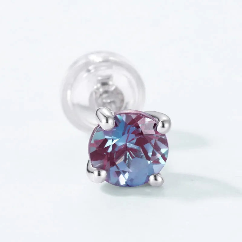 Cultivate Alexandrite 925 silver geometric round ear studs for women